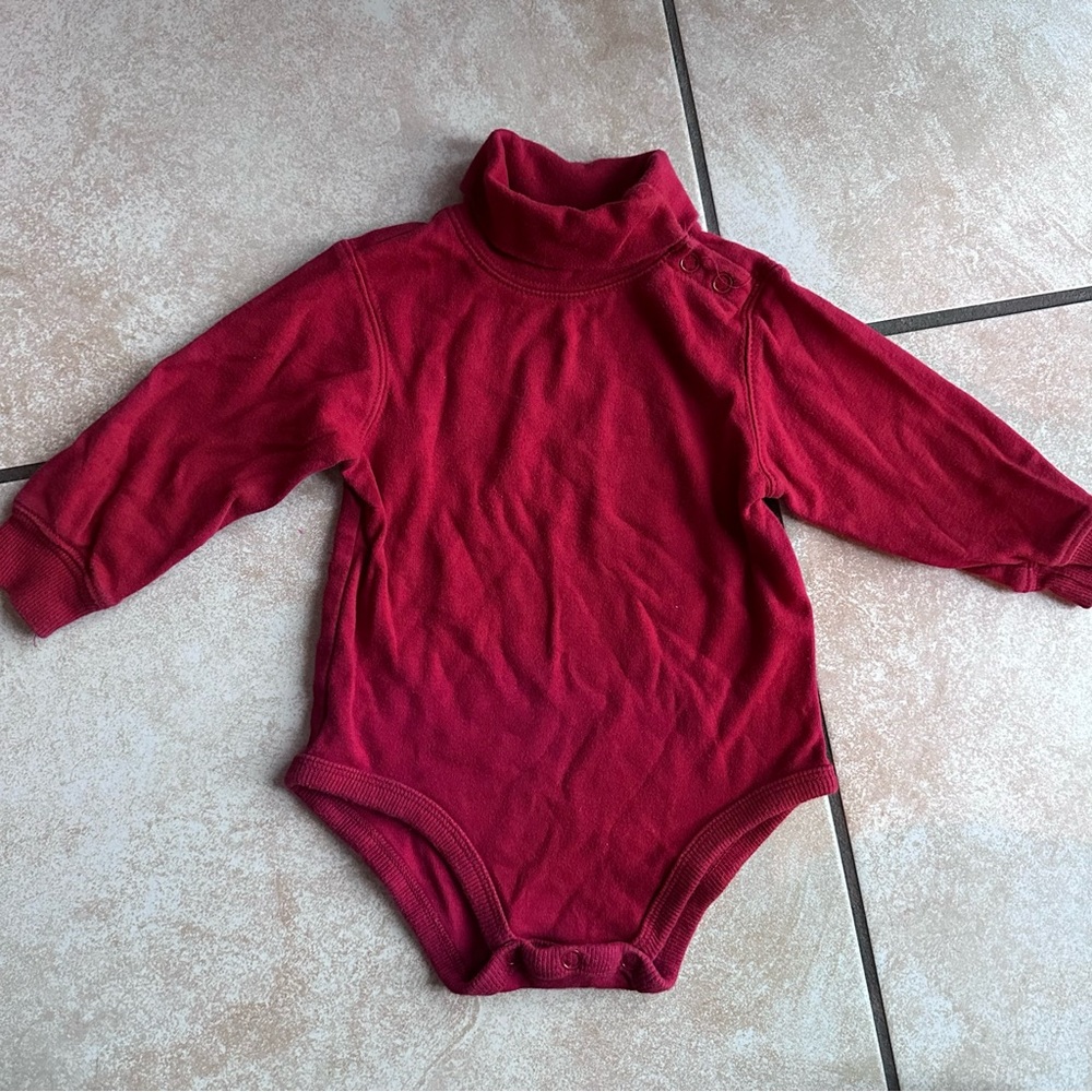 Y2K Circo Red turtleneck Long Sleeve Bodysuit